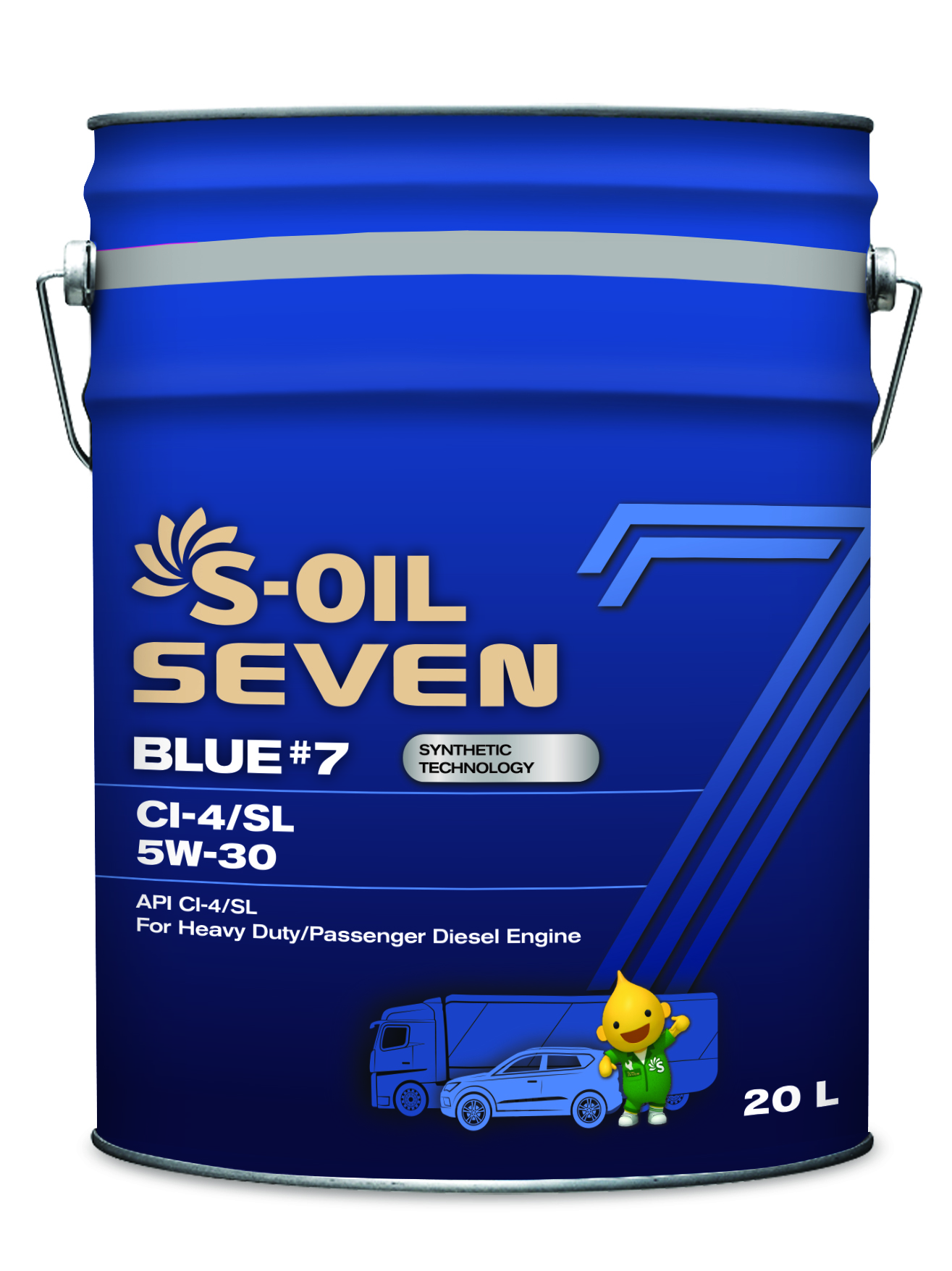 Масло Моторное S-OIL 7 BLUE #7 CI-4/SL 5W30 (20л), синтетика